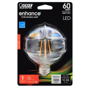 Feit Electric 60-Watt Replacement Dimmable Glass Filament Globe LED Light Bulb