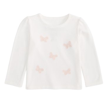Wanderling Baby Girls' Long Sleeve Embroidered Butterfly Tee
