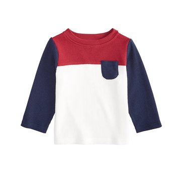 Wanderling Baby Boys' Long Sleeve Waffle Colorblock Tee