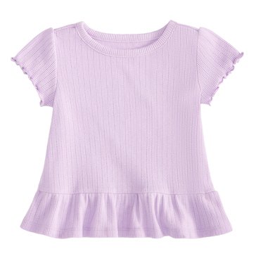 Wanderling Baby Girls' Short Sleeve Pointelle Tee