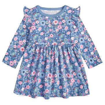 Wanderling Baby Girls' Long Sleeve Simple Vintage Floral Dress