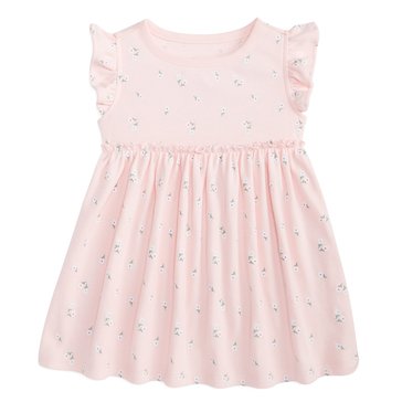 Wanderling Baby Girls' Short Sleeve Flutter Ditsy Flower Dress