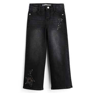 Wallflower Big Girls' Wide Leg Star Applique Jeans