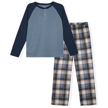 Sleep On it Big Boys' Plaid Long Sleeve Pajama Set, 2-Piece