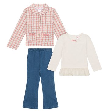 Little Lass Little Girls' Tweed Coat Top And Pant Set, 3-Piece