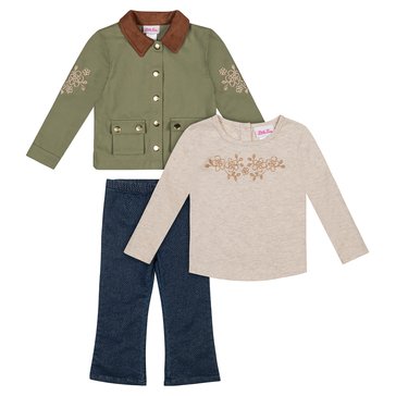 Little Lass Little Girls' Barn Coat Top And Pant Set, 3-Piece