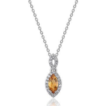 Citrine Marquise Cut with White Topaz Halo Pendant