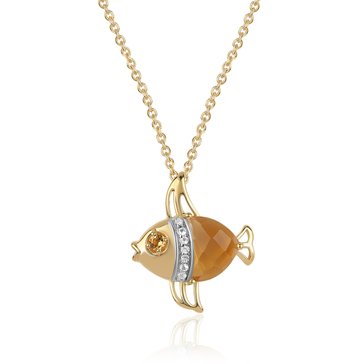 Citrine and White Topaz Fish Pendant