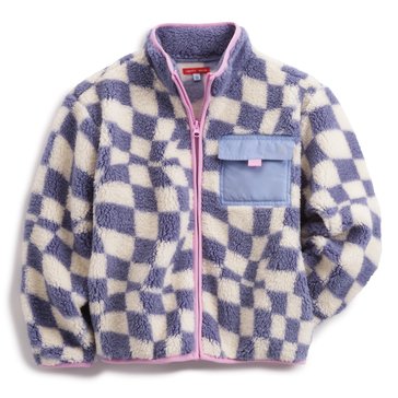 Liberty & Valor Big Girls' Checkard Zip Up Sherpa Jacket
