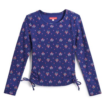 Liberty & Valor Big Girls' Floral Side Ruched Tee