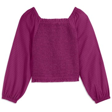 Liberty & Valor Big Girls' Dobby Smocked Top