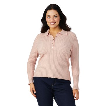 Yarn & Sea Women's Ribbed Button Collar Sweater Plus Size