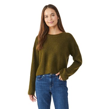 Yarn Sea Women's Cable Sleeve Crewneck Sweater