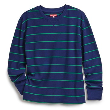Liberty & Valor Big Boys' Striped Thermal Crewneck Tee