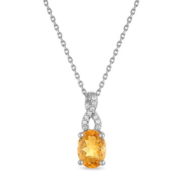 Citrine Oval Cut with White Sapphire Accents Pendant