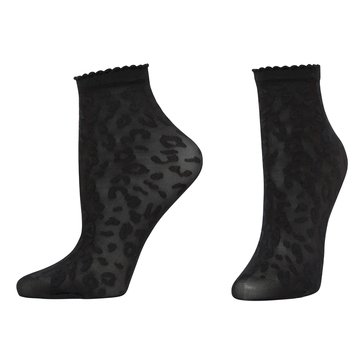 Hue Women's Leopard Mesh Anklet Socks