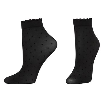 Hue Women's Flocked Dot Mesh Anklet Socks