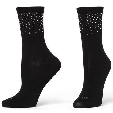 Hue Women's Rhinestone Border Crew Socks