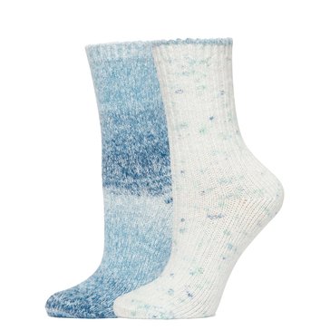 Hue Women's Striped Tweed Cozy Crew Socks, 2-Pack