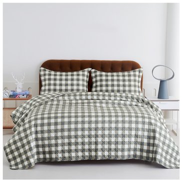 Spirit Linen Holiday Check Quilt Set