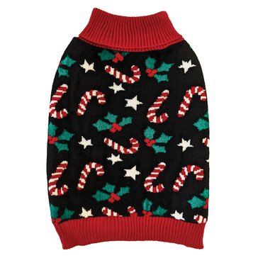 Fashion Pet Holiday Candy Cane Dog Sweater