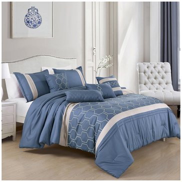 Esca Grid Stripe 7-Piece Comforter Set
