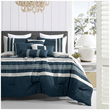 Esca Embroidered Stripe 7-Piece Comforter Set