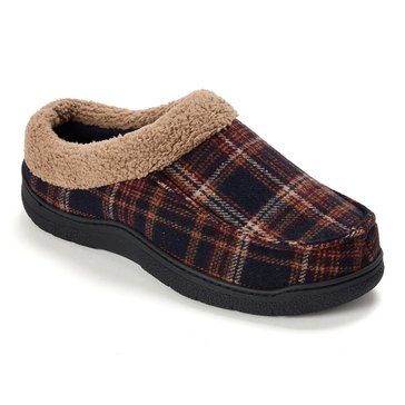 Dearfoams Men's Lawrence Suede Clog with Sherpa Cuff
