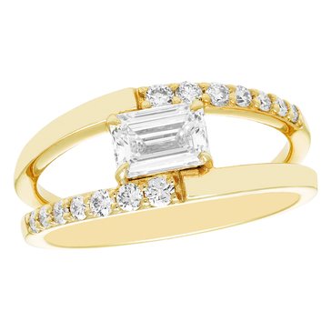 1 cttw Lab Grown Diamond Emerald Cut with Pave Band Accents Stack Ring