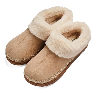 Dearfoams Women's Gabriella Microsuede Clog with Woven Trim