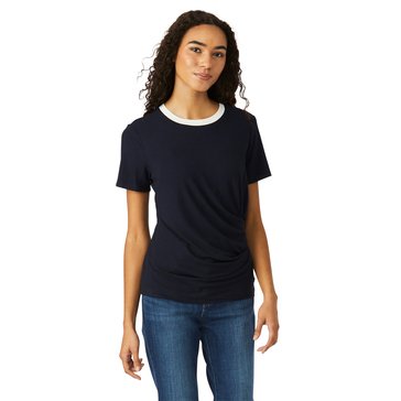 Nautica Women's Short Sleeve Stripe Twist Knit Top