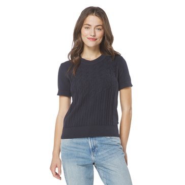 Nautica Women's Short Sleeve Cable Knit Sweater
