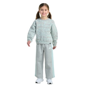 Adidas Toddler Girls' Heather Crew Pullover Pant Set