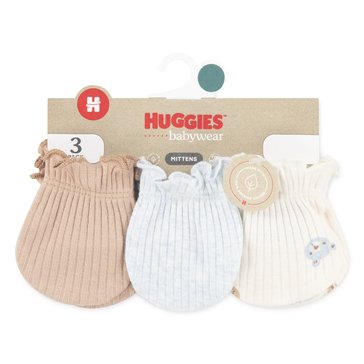 Huggies Newborn Boys' Organic Mittens, 3-Pack
