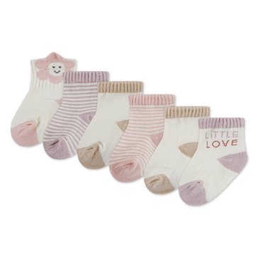 Huggies Newborn Girls' Organic Quarter Socks, 6-Pack