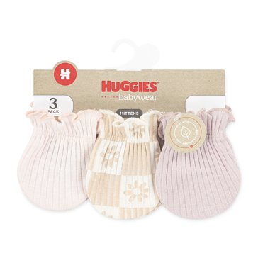 Huggies Newborn Girls' Organic Mittens, 3-Pack