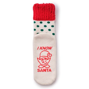 Legale Women's I Know Santa Cozy Top Slipper Sock