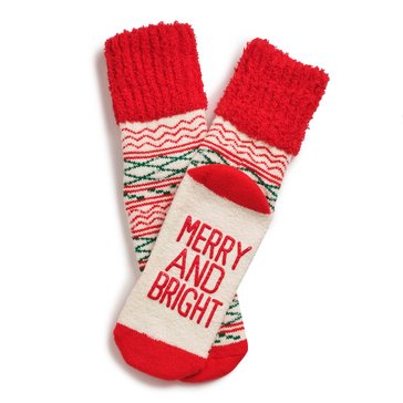 Legale Women's Merry Bright Fair Isle Cozy Top Slipper Sock