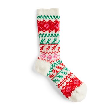 Legale Women's Fair Isle Striped So Soft Crew Socks