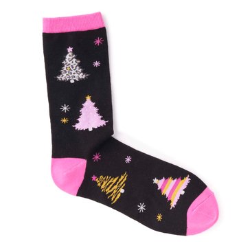 Legale Women's Sparkle Trees Crew Socks