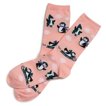 Legale Women's All Over Fun Penguin Crew Socks