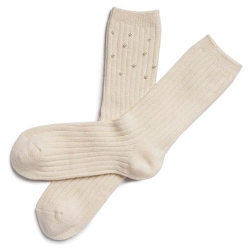 Legale Women's Super Soft Crew Socks with Pearls