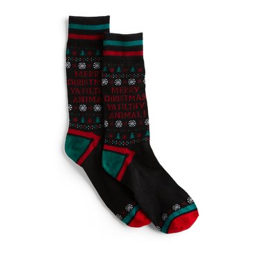Legale Men's Merry Christmas Ya Filthy Animal Holiday Crew Socks