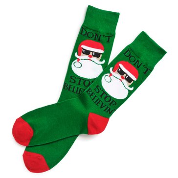 Legale Men's Don't Stop Believing Holiday Crew Socks