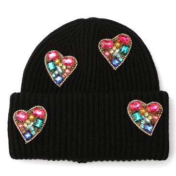 Kurt Geiger Crystal Heart Patch Beanie