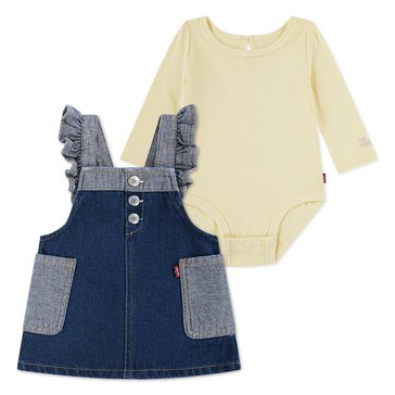 Levi's Newborn Girls' Ruffle Strap Skirtall Set