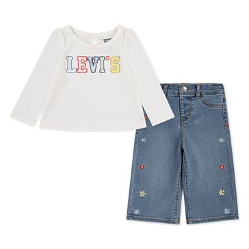Levi's Newborn Girls' Chochet Top and Jean Set