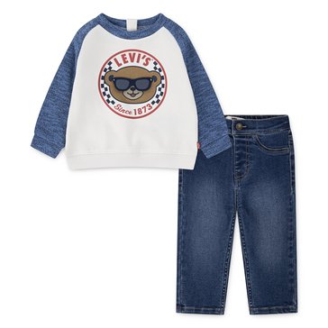 Levi's Newborn Boys' Moto Crew and Denim Jean Set