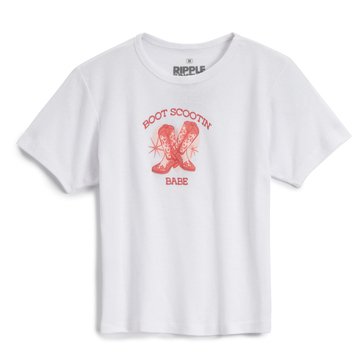 Ripple Junction Women's Boot Scootin Babe Embroidered Baby Rib Tee