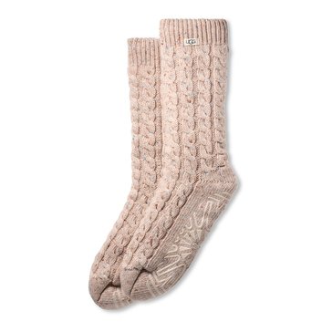 Ugg Women's Elowyn Cable Knit Fleece Lined Gripper Socks